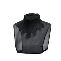 Gola falsa, renda preta, gola alta removível para mulheres