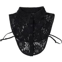 Gola sintética, renda preta, blusa removível para mulheres