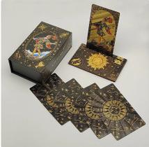 Gold Foil Tarot Deluxe com folha de ouro à prova d'água, Caixa preta e dourada, Waite clássico iniciante, profissional - CN (Origem)