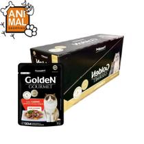 Golden Gourmet Gatos Castrados Sabor Carne 70g - Kit Caixa 20 Sachês