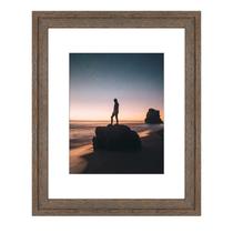 Golden State Art, 16x20 Picture Frame - Exibe foto 11x14 com tapete ou 16x20 sem tapete, moldura de madeira maciça de moldagem larga para exibição de parede, marrom tensionado