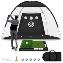 Golf Net Ywitio de 10 x 7 pés com tapete de golfe de relva dupla de base pesada