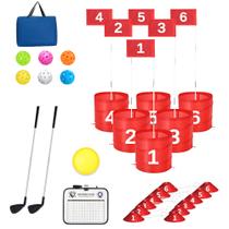 Golf Yard Game MILBOPAX Golf Bucket Conjunto de 6 buracos com 2 tacos