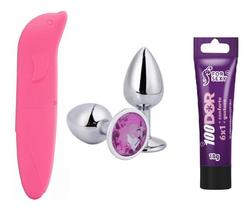 Golfinho aveludado ponto G + Plug anal M + 100 dor Golfinho aveludado ponto G + Plug anal M + 100 dor