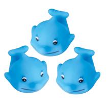 Golfinho Borracha Azul Infantil Macio Banho Bebê 3 Filhotes