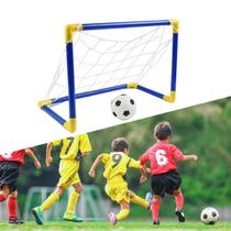 Golzinho Trave Futebol Com Rede, Bola e Bomba de Inflar Brinquedo Infantil Diversão