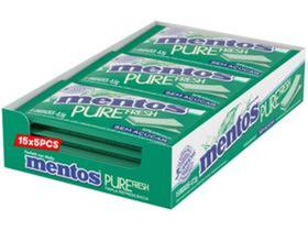Goma de Mascar Mentos Pure Fresh Spearmint sem Açúcar Display com 15 Slabs