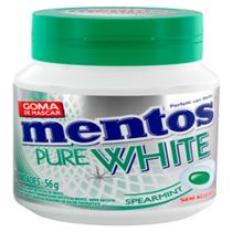 Goma de Mascar Mentos Pure White Spearmint Sem Açúcar Pote 56g Goma de Mascar Mentos Pure White Spearmint Sem Açúcar Pote 56g