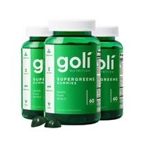 Goma de vitaminas Goli SuperGreen 180 unidades Vitaminas e minerais essenciais À base de plantas, vegana, sem glúten e sem gelatina Health from Within, pacote com 3 Goma de vitaminas Goli SuperGreen 180 unidades Vitaminas e minerais essenciais À base de plantas, vegana, sem glúten e sem gelatina Health from Within, pacote com 3