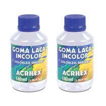 Goma Laca Incolor Acrilex 2 Frascos 100ml para Verniz Fixação Preparação Madeira MDF Cerâmica Gesso Artesanato Pintura Goma Laca Incolor Acrilex 2 Frascos 100ml para Verniz Fixação Preparação Madeira MDF Cerâmica Gesso Artesanato Pintura