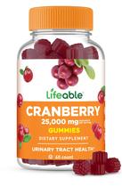 Gomas de cranberry Lifeable, equivalência de 25.000 mg para mulheres de 60 quilates
