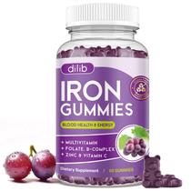 Gomas de ferro dilib Suplemento de ferro para mulheres e homens 60 gomas
