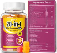 Gomas de fibra EYHBQIA para mulheres. Prebiótico 9 em 1 com casca de psyllium