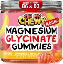 Gomas de glicinato de magnésio OH MY CHEWY 400 mg com B6 e D3 60 ct