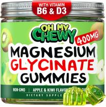 Gomas de glicinato de magnésio OH MY CHEWY 400 mg com B6 e D3 60 ct