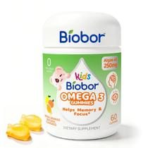 Gomas de Ômega-3 Biobor para Crianças e Adultos (4+), Gomas de DHA com Óleo de Algas, Auxiliam a Saúde do Cérebro, dos Olhos e do Sistema Imunológico, Certificadas GMP e Testadas com COA, Sem Adição de Açúcar, Sem Glúten, Não Transgênicas, Sabor Limão e Laranja, 60 Unidades