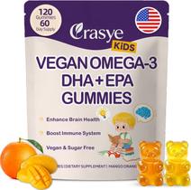 Gomas de Omega 3 Crasye Veganas com DHA e EPA para Crianças, 120 unidades
