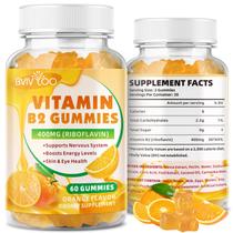 Gomas de vitamina B2 BVIVLOO Riboflavina 400 mg para crianças e adultos