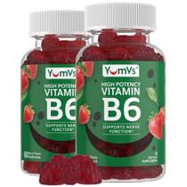 Gomas de vitamina B6 YUM-V'S de alta potência 100 mg 60 unidades, pacote com 2