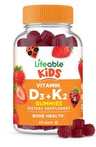 Gomas de vitamina D3 K2 Lifeable Kids 1000 IU D3 100 mcg K2 60 ct