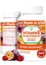 Gomas de vitamina E Lunakai 400 IU com vitamina C 60 quilates veganas