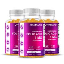 Gomas de vitaminas, ácido fólico vitamático, 1000 mcg, 120 quilates, vegano