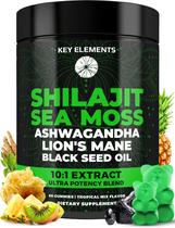 Gomas orgânicas de Shilajit com gomas de musgo marinho Suplemento de Shilajit para suporte imunológico Shilajit e ashwagandha puros do Himalaia com musgo marinho e shilajit, extrato de crina de leão e óleo de semente preta