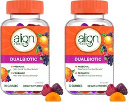 Gomas probióticas Align Dualbiotic com prebióticos, 90 unidades, pacote com 2