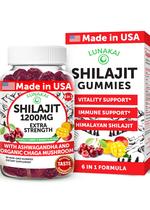 Gomas Shilajit Lunakai 1200 mg com Ashwagandha e Chaga 60 ct