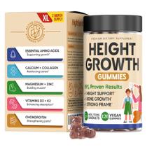 Gomas Vitaminadas para Aumento de Altura, Cálcio 100mg, Magnésio Glicinato 30mg, Zinco, Ashwagandha, Vitamina K2 D3 25mg Suplemento Maximizador de Crescimento, Multivitamínico para Crianças, Adolescentes e Adultos