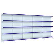 Gondola 5 Continuaçoes Parede 2,02 Branco Porta Etiqueta Azul - Amapa Gondola 5 Continuaçoes Parede 2,02 Branco Porta Etiqueta Azul - Amapa