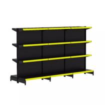 Gondola Centro 137 Fit Ate 3 Metros Preto 24 Bandeja Pe Amarelo