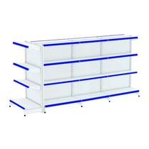 Gondola Centro 1,42m Amapá Flex Kit 3 Metros 1 Ponta Branco Porta etiqueta Azul - 2242