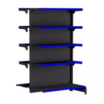 Gondola Centro 170 FIT Continuação Preto 10 Bandeja Pe Azul