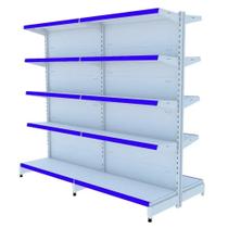 Gondola Centro 1,70m Amapá Flex Kit 2 Metros Branco Porta Etiqueta Azul - 2232