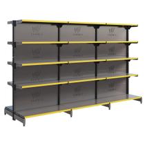 Gôndola De Centro Fit Inicial + 2 Continuações 2,02m Amapá Com Bandejas Inclinaveis