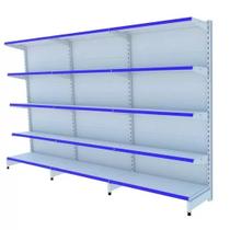 Gondola Parede 1,70 Amapa Flex Kit 3 Metros Branco Porta Etiqueta Azul - 2212 Gondola Parede 1,70 Amapa Flex Kit 3 Metros Branco Porta Etiqueta Azul - 2212