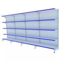 Gondola Parede 170 Fit Ate 4 Metros Branco 20 Bandeja Pe Azul