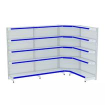 Gondola Parede 202 Fit Ate 3 Metros 1 Canto Branco 20b Pe Azul Gondola Parede 202 Fit Ate 3 Metros 1 Canto Branco 20b Pe Azul