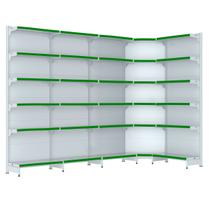 Gondola Parede 202 Fit Farmacia Ate 4 M Bco 1 Canto Pe Verde Gondola Parede 202 Fit Farmacia Ate 4 M Bco 1 Canto Pe Verde