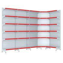 Gondola Parede 202 Fit Farmacia Ate 4 M Bco 1 Canto Pe Vermelho Gondola Parede 202 Fit Farmacia Ate 4 M Bco 1 Canto Pe Vermelho