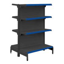 Gôndola Prateleira Preta 4 Níveis 40x30 New Plus 1,40 Central Inicial Pe Azul - Sa Gôndolas