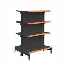 Gôndola Prateleira Preta Para Supermercado 4 Níveis 40x30 New Plus 1,40 Central Inicial pe Laranja - sa Gôndolas