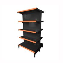Gôndola Prateleira Preta Para Supermercado 5 Níveis 40x30 New Plus 1,70 Central Inicial pe Laranja - sa Gôndolas