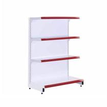 Gôndola Prateleira Supermercado 4 Níveis 40x30 New Plus 1,40m Ponta Pe Vermelho - Sa Gôndolas