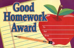 Good homework award cards - 25 per pack - TEACHER CREATED MATERIALS