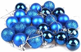 GooTRADES Conjunto de 24 Mini Bolas de Natal à prova de quebra Enfeites de Festa, 3cm / 1.18'' (Azul)
