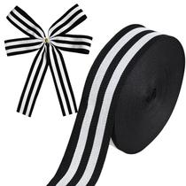 Gorgorão listrado preto e branco Ribbon MuRealy 25 pés/7,6 m Gorgorão listrado preto e branco Ribbon MuRealy 25 pés/7,6 m