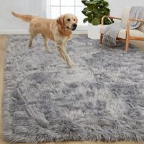 Gorilla Grip Fluffy Faux Fur Area Rug, Máquina Lavável, Tapetes Peludos Macios para Quarto, Sala de Estar, Decoração do Berçário, Tapete de Lançamento Fuzzy para Chão de Dormitório, Fade Resistente, Apoio de Borracha Durável, 3x5, Cinza