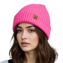 Gorro ACUSHLA Impermeável e À Prova de Vento de Tricô Neon Rosa